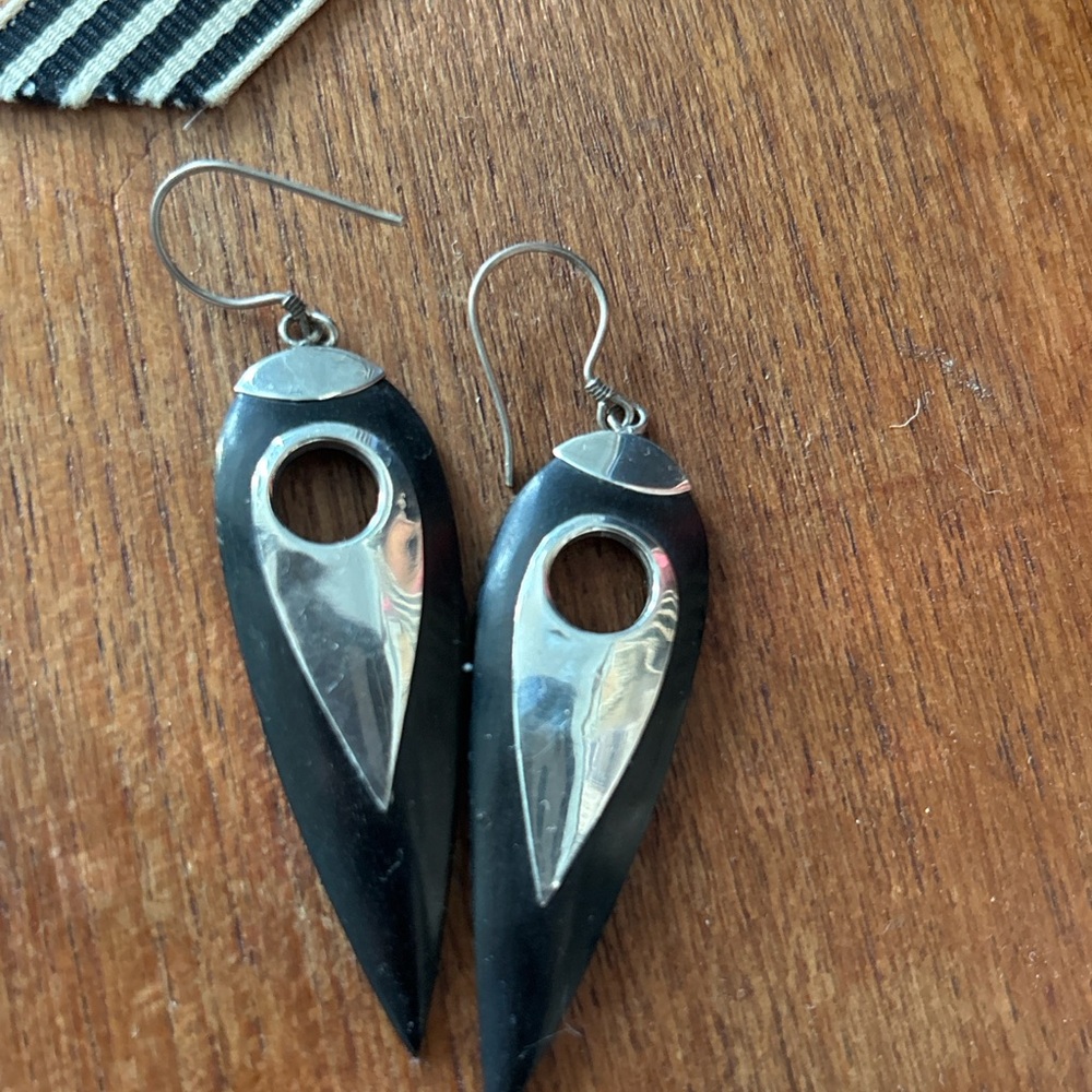 Elegant Black and Silver Earrings